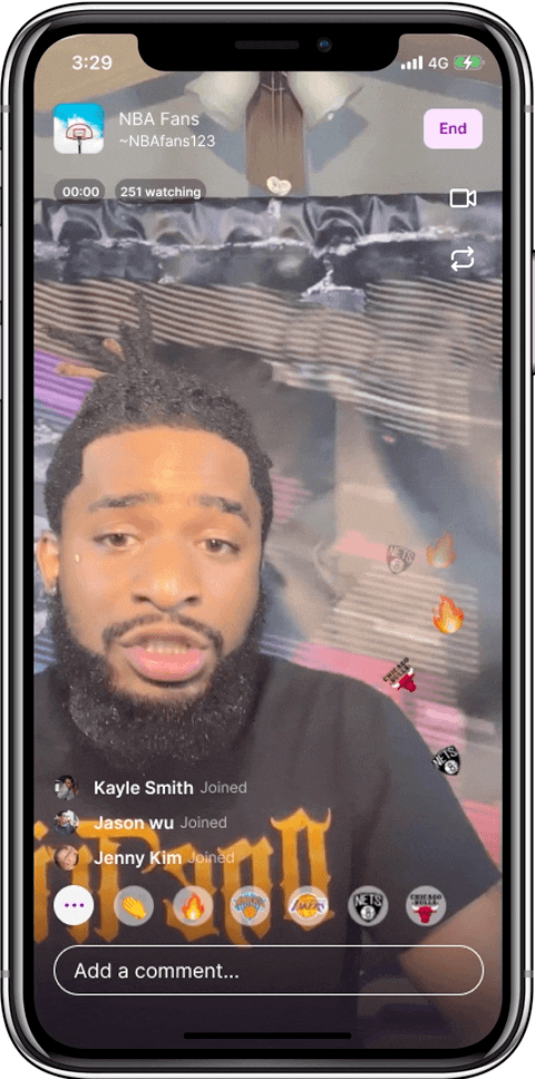Aaqua live stream with customizable community reactions floating over the video