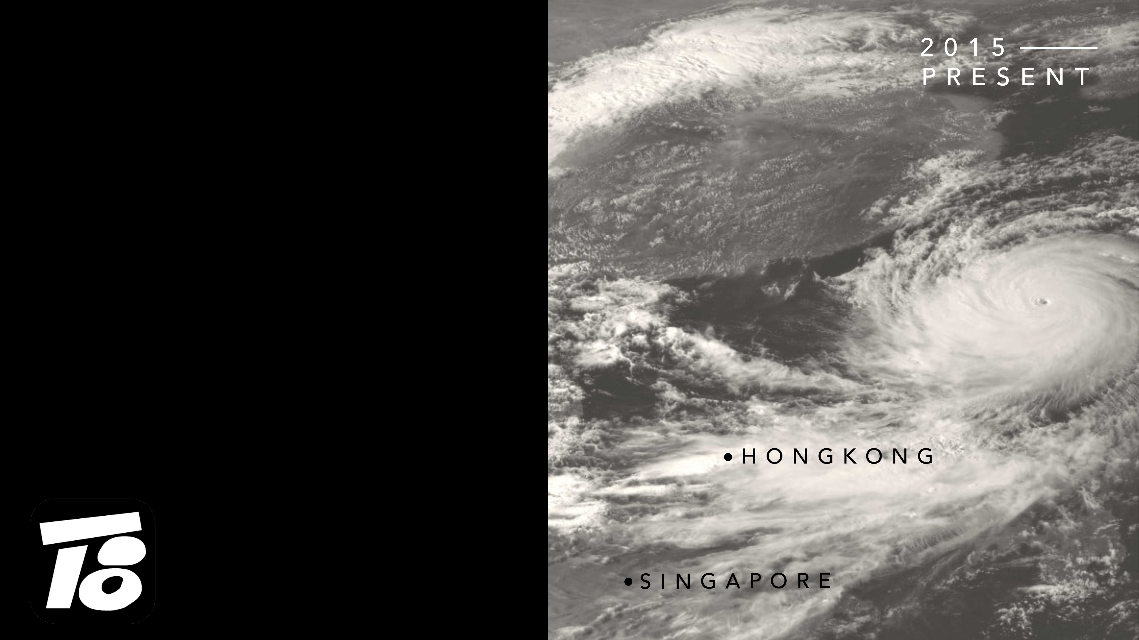 T8 identity alongside typhoon imagery and Hong Kong and Singapore locations