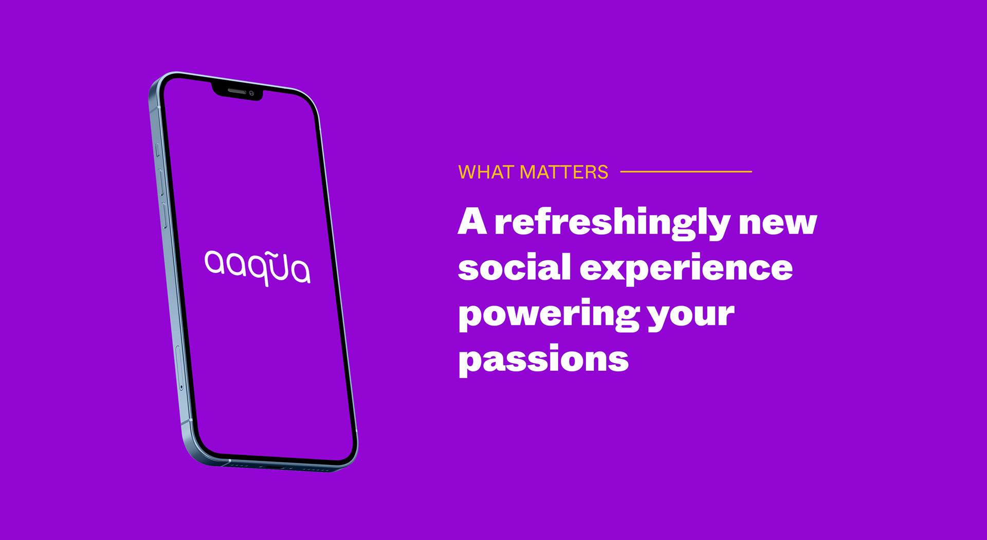 Aaqua app on a phone against the brand's purple background